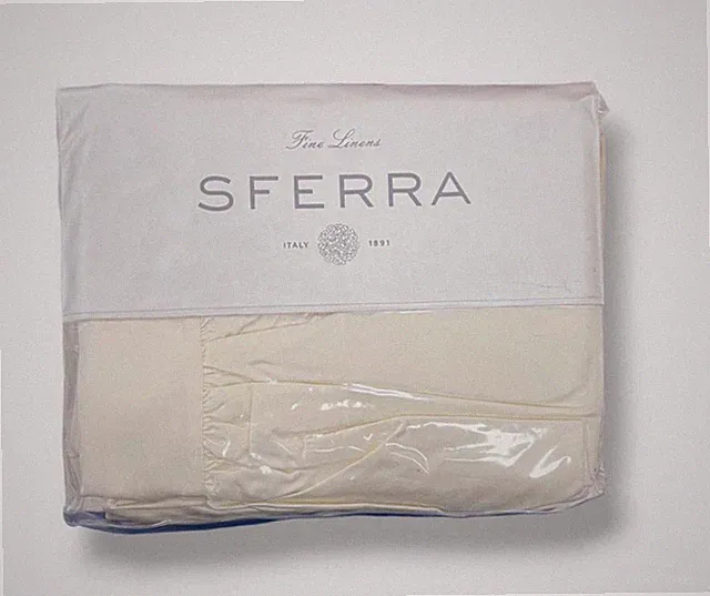 $1242 Sferra Ivory King Solid Sateen Cotton Dust Bed Skirt