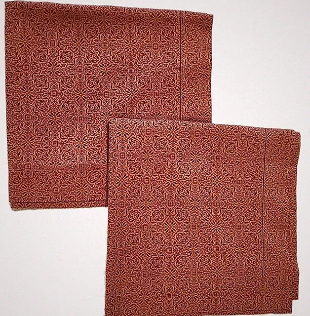 2-Sferra Autumn RED floral jacquard 31x31 Euro shams with hemstitch border READ