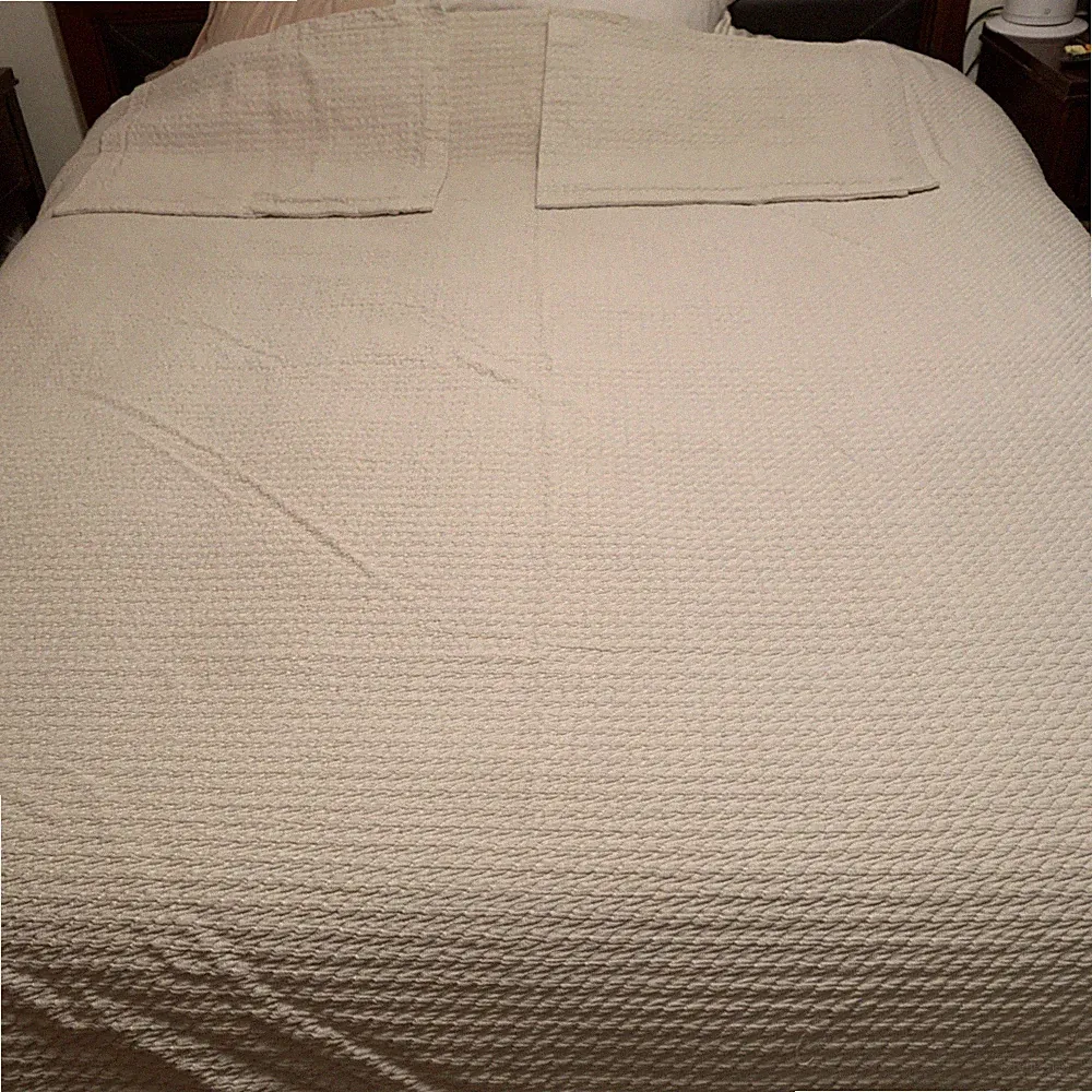 3pc Linea Casa By Sferra Coverlet Set Full Queen Ivory Oatmeal Ecru 2 Shams