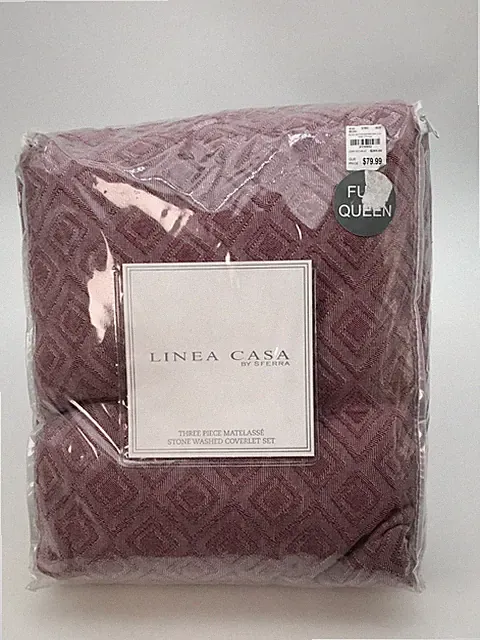 Linea Casa By SFERRA Pink/Purple Coverlet Set Geo Diamond Full/Queen