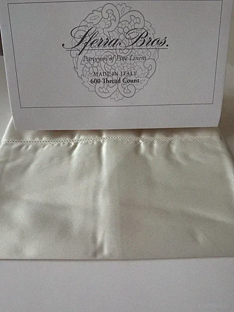 NEW Sferra 600 TC X Long Staple Cotton Silky Sateen KING IVORY Pillowcases ITALY