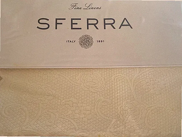 Sferra Alice Ivory Queen Coverlet Floral Scallop Edge 100% Cotton Matelasse NEW
