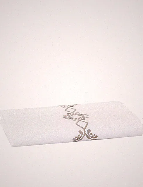 Sferra Argento Egyptian Cotton Percale Flat Sheet Full/Queen White/Grey NWT $395