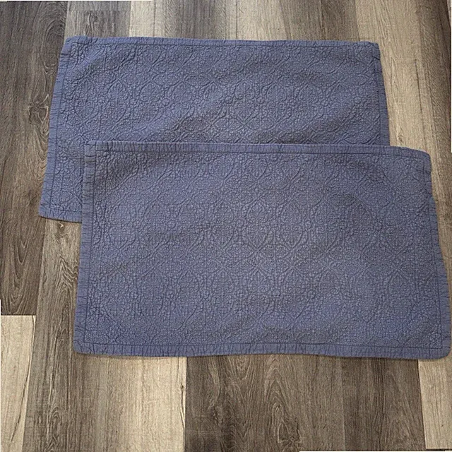 SFERRA Blue Quilted King Pillow Shams Pair Set of 2 Cotton