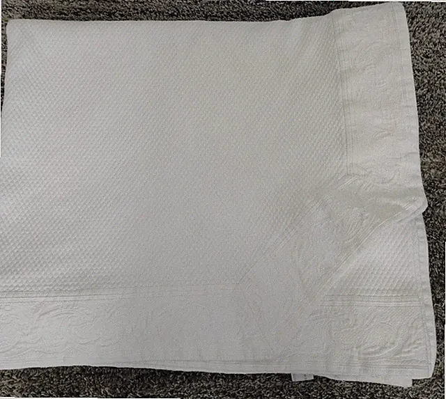Sferra Bros White Diamond Matelasse Full/Queen Coverlet Quilt Egyptian Cotton