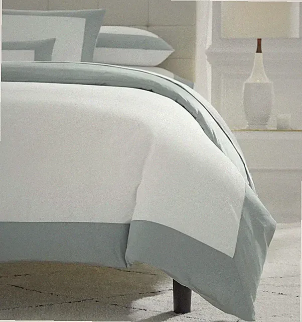 Sferra Casida 3160 King Duvet Cover & Pillowcase Pair White/Green Italy