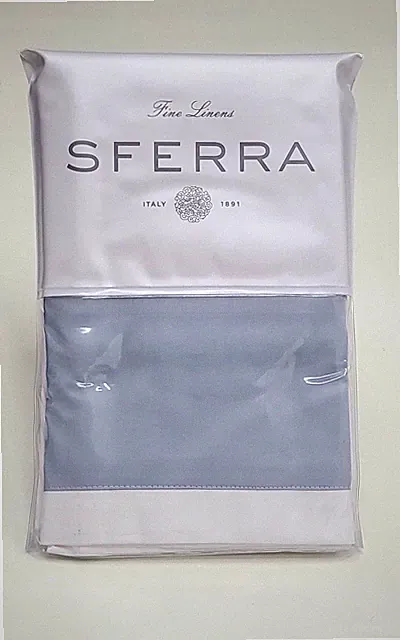 Sferra Casida King Pillowcase Pair White/Poolside Cotton Percale