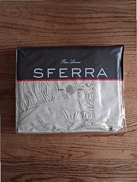 SFERRA Celeste 3990 Ivory King Bed Skirt Dust Ruffle Egyptian Cotton Percale