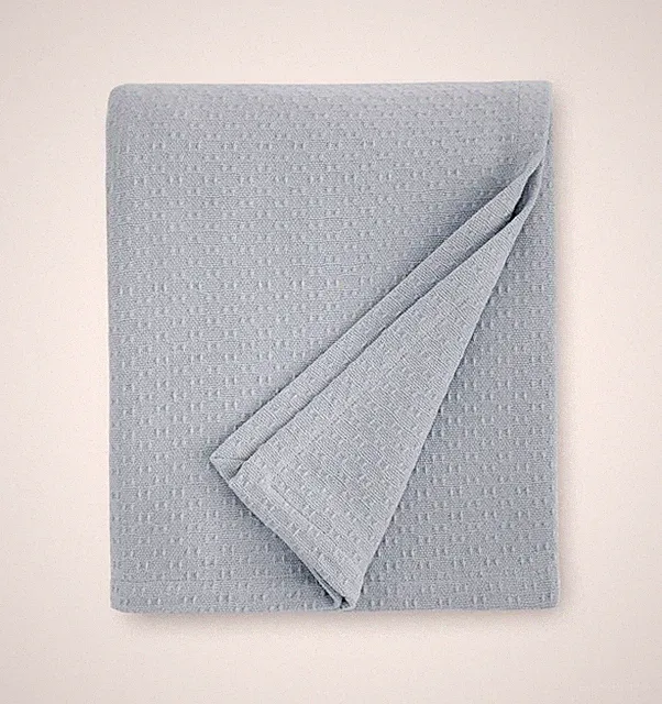 SFERRA CORINO 11416 COTTON BLANKET POWDER BLUE QUEEN/FULL SIZE NWT