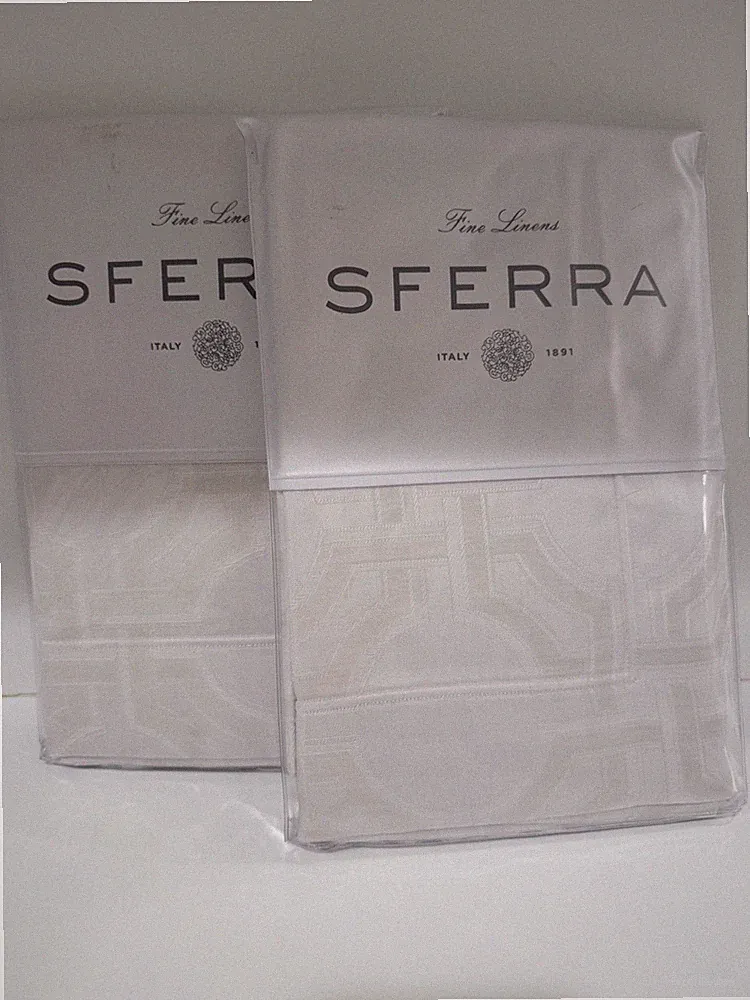 SFERRA Decorato King Shams - Ivory Sateen Jacquard - New in Package - Italy