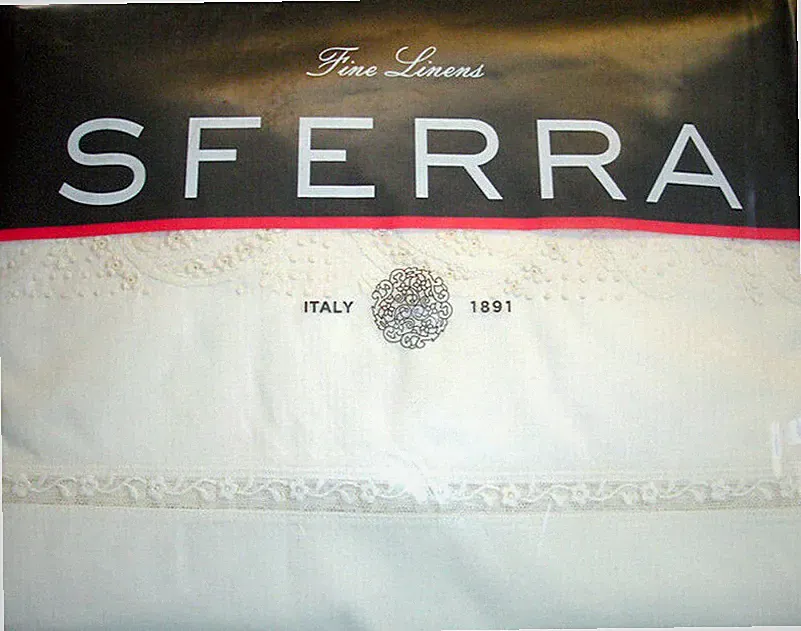 Sferra Francesca Ivory hand Embroidered Full Bed Skirt Lace Inset Paneled New