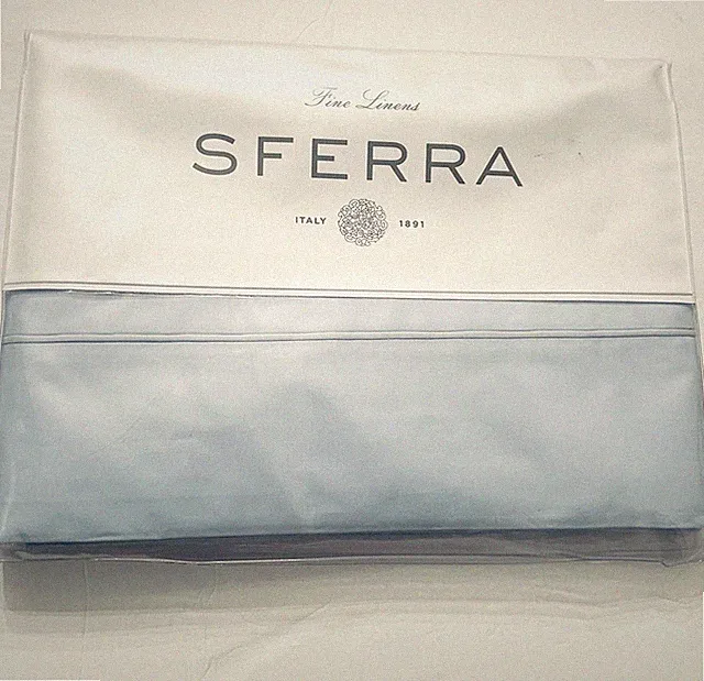 Sferra Full Queen Light Blue Flat Sheet Isabella Ex-long Staple Cotton NEW