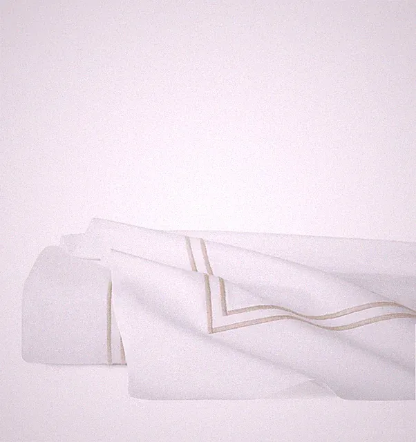 Sferra Grande Hotel Queen Flat Sheet White/Taupe 96x114 $200