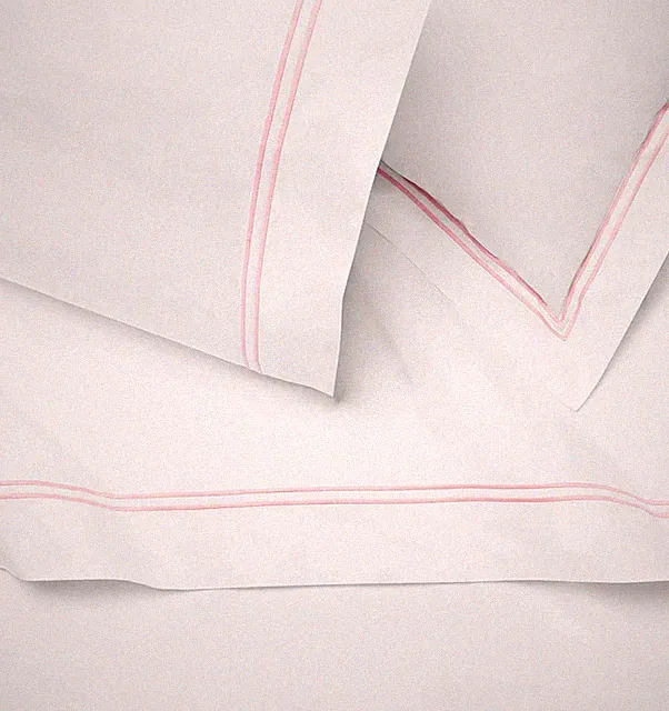 SFERRA Grande Hotel Standard Sham White/Pink Egyptian Cotton Italy 21x26