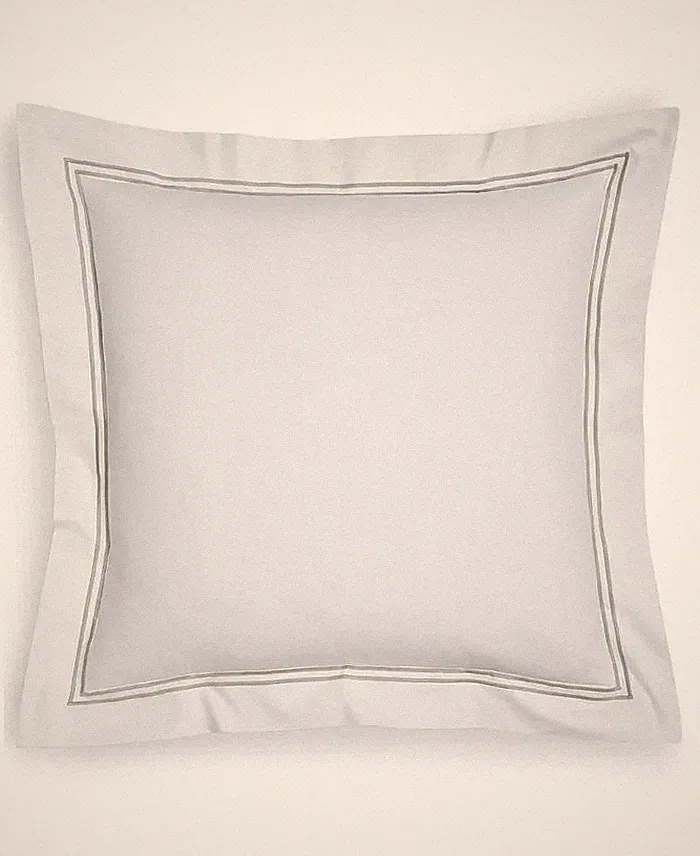 Sferra Grande Hotel White / Gray Embroidery 100% Cotton Euro Sham