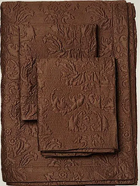 Sferra HARRISON FULL / QUEEN Quilted Coverlet & 2 Shams CHOCOLATE - NEW!