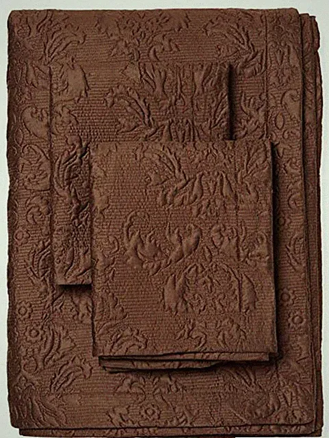 Sferra Harrison King Quilted Coverlet +2 Shams Chocolate Brown Cotton Sateen New