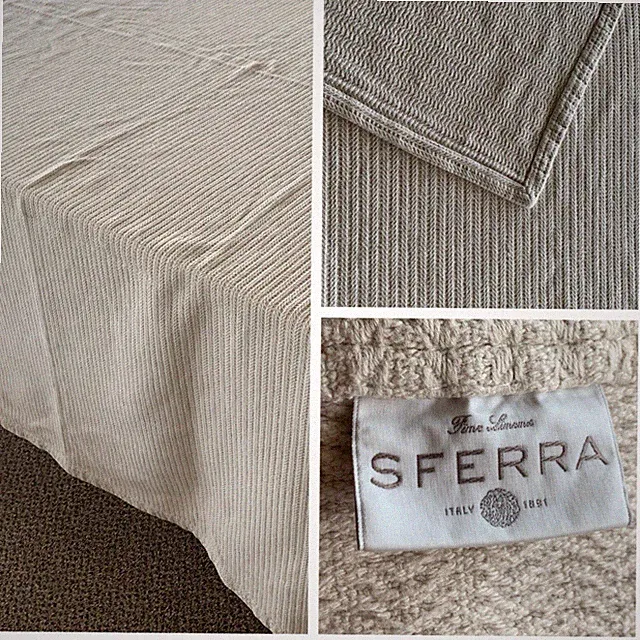 SFERRA Heavy-Weight Beige Cotton Blanket (like a Coverlet) 103x86.5” Portugal