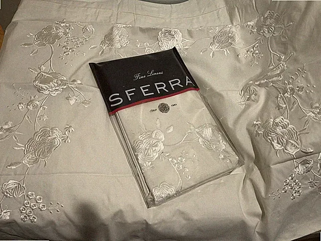 Sferra Italy NWT 2pc Euro Shams Rosina 406TC Percale Embroidery Ivory/White