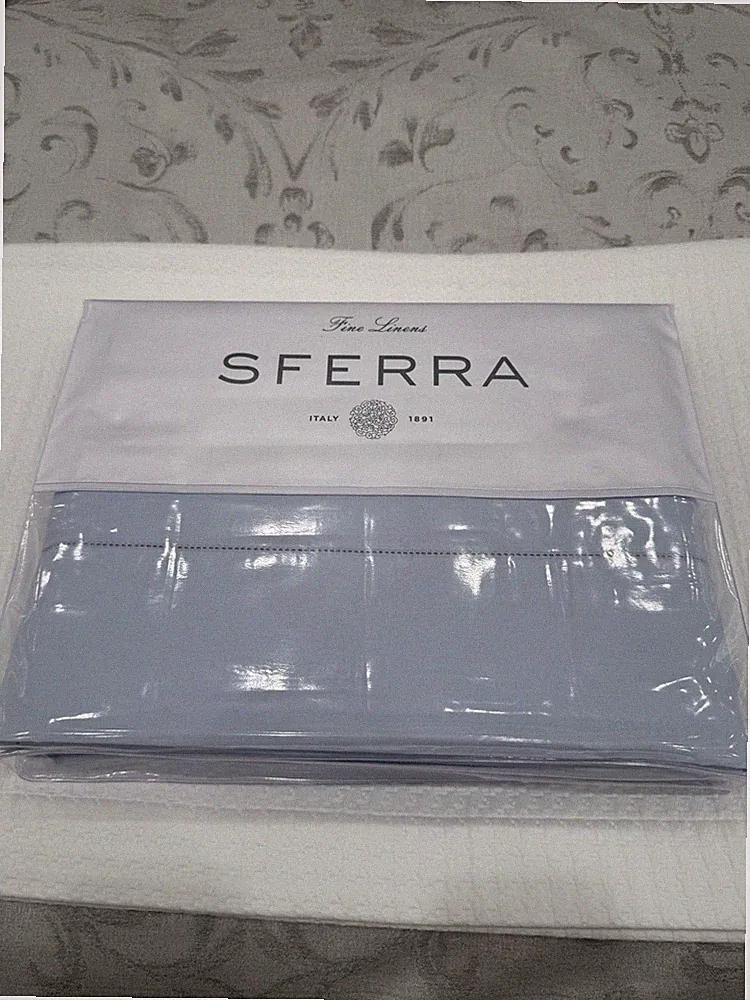 SFERRA LEONARDO PERCALE 4 PIECE QUEEN SHEET SET BLUE MADE IN ITALY