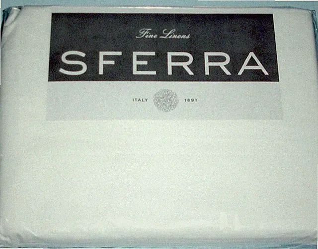 Sferra Leonardo Queen 4 PC. White Percale Sheet Set Italian Spun 100% Cotton New