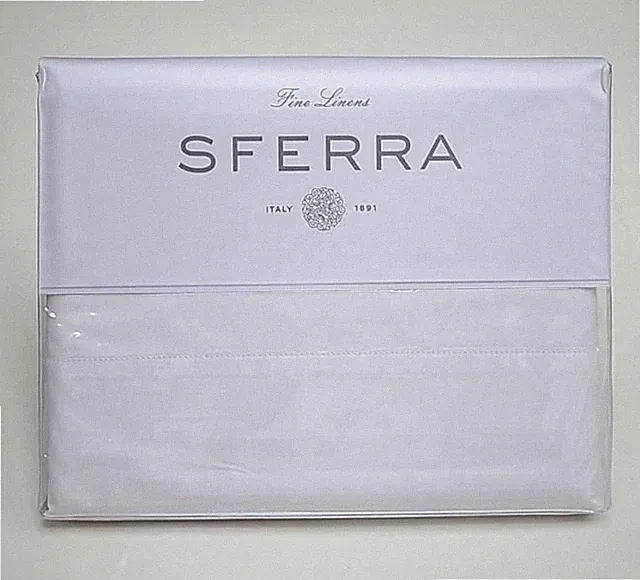 SFERRA Leonardo Twin Sheet Set White Cotton Percale Italy Luxury Bedding