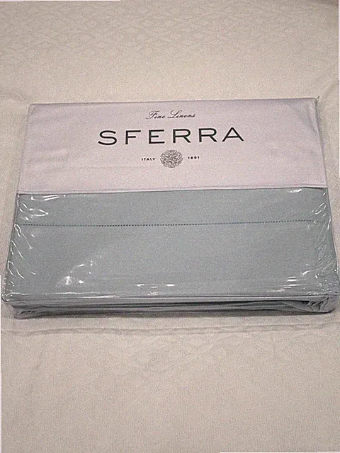 SFERRA MATTEO 4 PIECE QUEEN SHEET SET SATEEN AQUAMARINE MADE IN ITALY