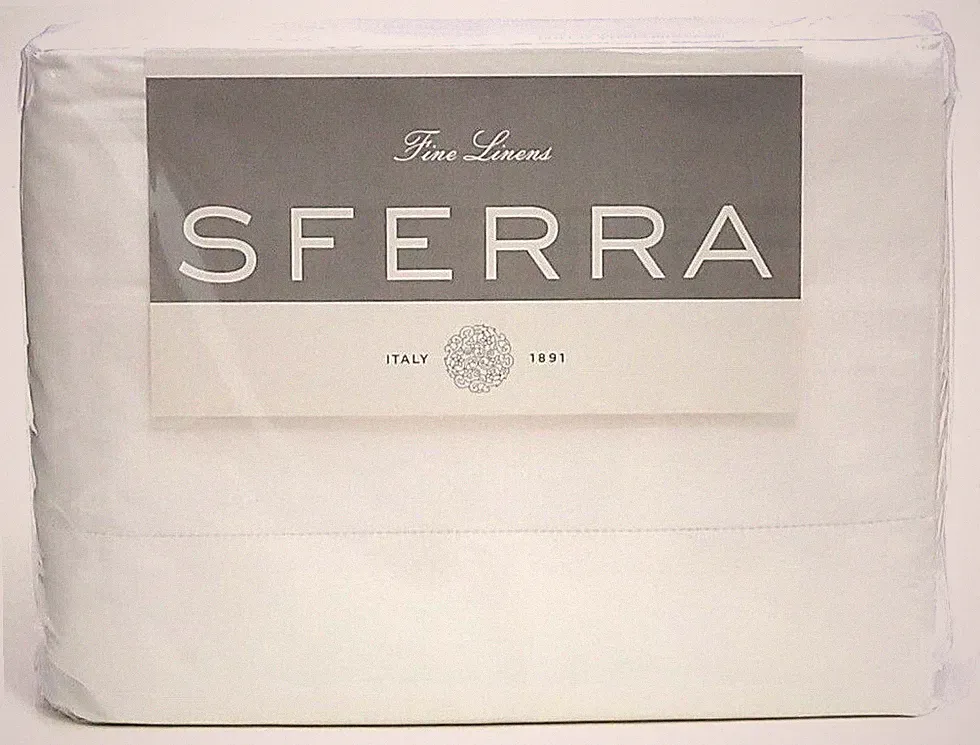Sferra Matteo White King Sheet Set Cotton Sateen New