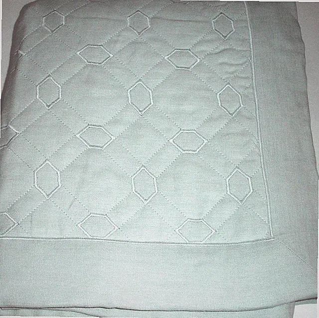 Sferra Nicola Silver Sage Standard Sham Octagonal Quilted 100% Italian Linen New