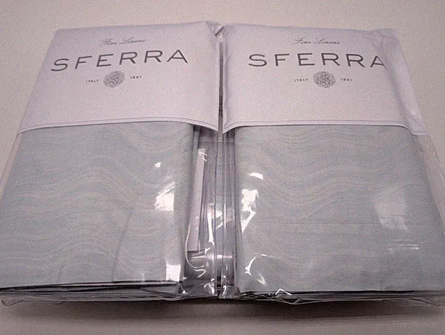 Sferra Onda Queen Aquamarine Duvet Sham Set 3PC Cotton Sateen Jacquard Italy NEW