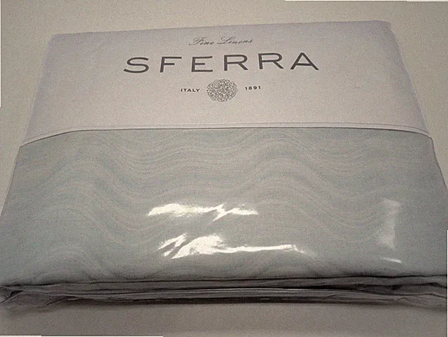 Sferra Onda Queen Duvet Cover Aquamarine Print Cotton Sateen Jacquard Italy NEW