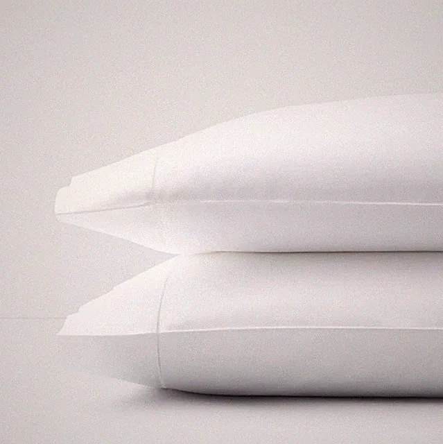 Sferra Pillowcase Pair King Size Matteo White Solid Cotton Sateen Italy New