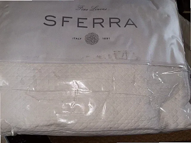 Sferra Queen Blanket Coverlet Rombo White Cotton New
