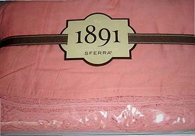 Sferra Twin Cotton Azalea Bed Skirt Dust Ruffle Lace Trim Chantilly Frilly New